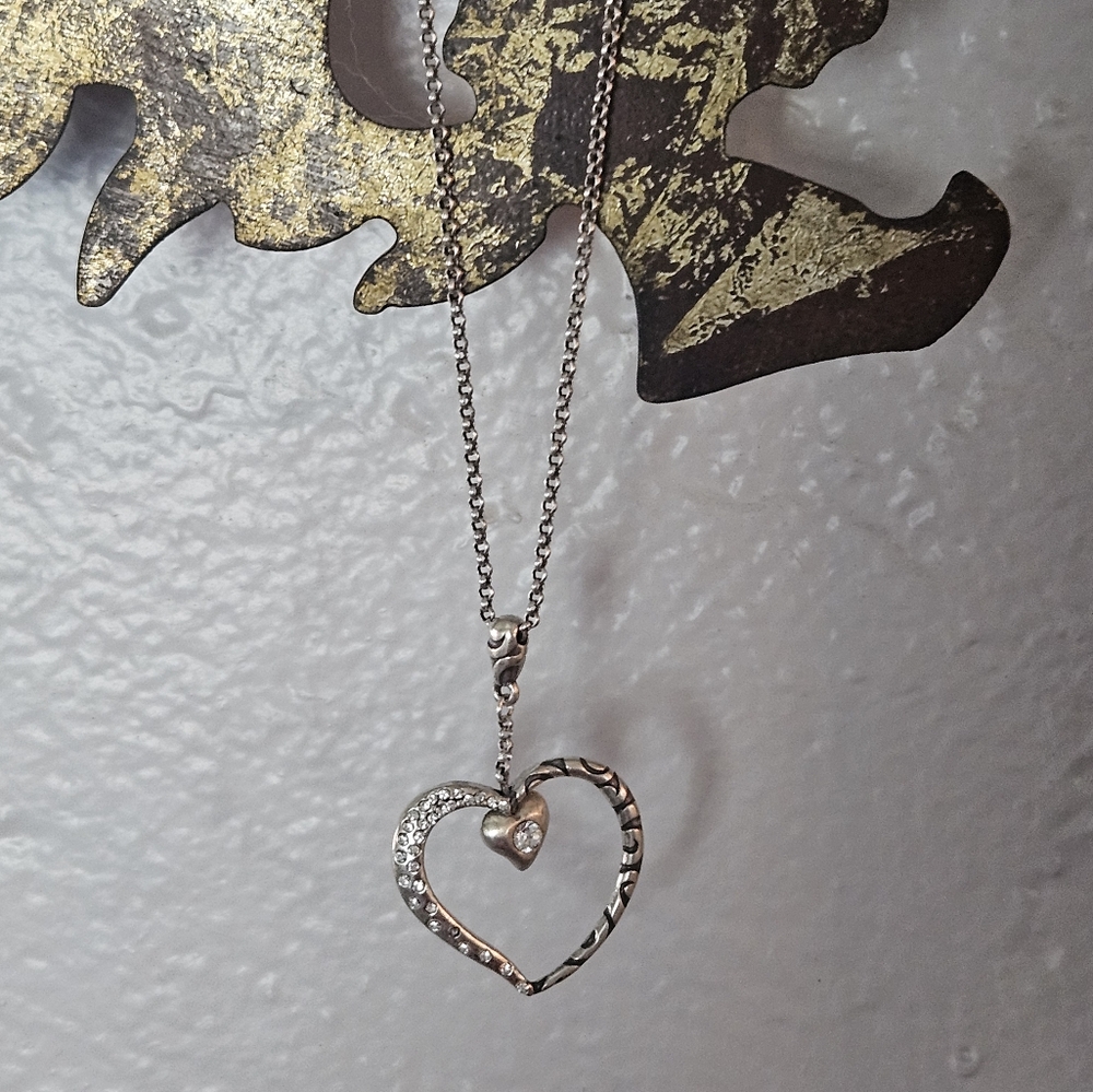 Brighton Open Glitter Heart Crystal Pendant Necklace